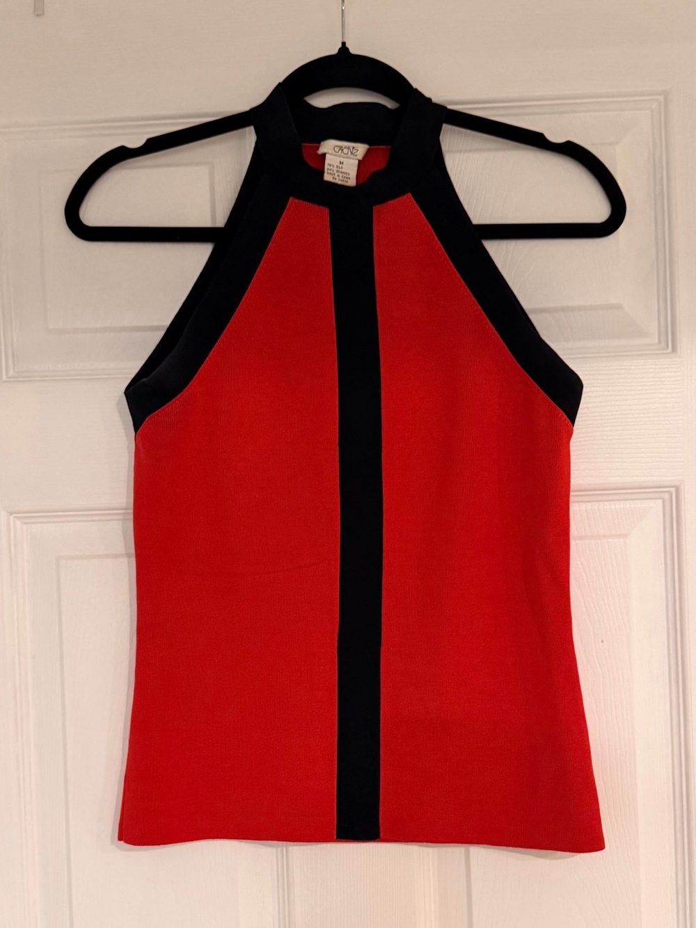 Cache Red Ribbed Halter Tank Top with Black Contrast - Picture 8 of 9